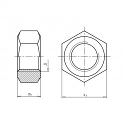 PIULITA HEXAGONALA DIN 934, OTEL GR.10, ZINCAT - Piulite si saibe - Simple Tools