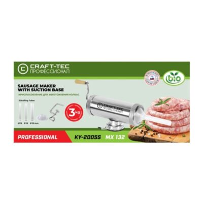 Aparat facut carnati Craft Tec, 3kg, inox, ventuza fixare - Masini umplut carnati - Simple Tools