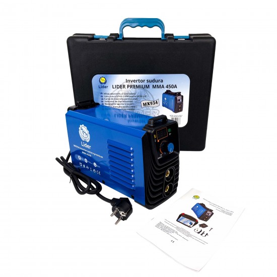Aparat sudura LIDER PREMIUM MMA 450 A , afisaj electronic, cablu 12mm / 3m , valiza transport - Aparate de sudura tip Invertor MMA - Simple Tools