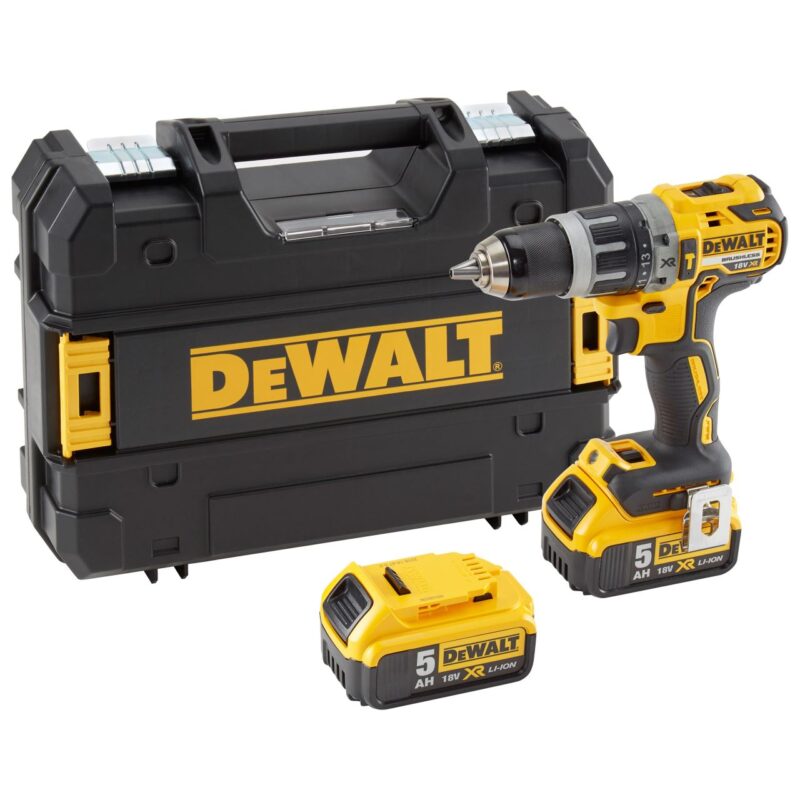Masina de insurubat si gaurit cu percutie DeWalt DCD796P2-QW, 2 x acumulator XR Li-Ion  5.0 Ah 18 V, cutie pentru transport - Masini de gaurit si insurubat cu acumulator - Simple Tools