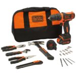 Masina de gaurit si insurubat Black&Decker cu acumulator Li-Ion 10.8V + set unelte de mana + geanta textila + biti si burghie, BDCDD12HTSA-QW - Masini de gaurit si insurubat cu acumulator - Simple Tools