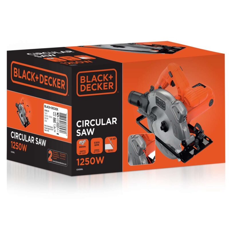 Fierastrau circular Black&Decker CS1250L-QS. 1250 W, 190 x 16, 65 mm, 4.5 kg - Fierastraie pendulare/sabie si circulare - Simple Tools