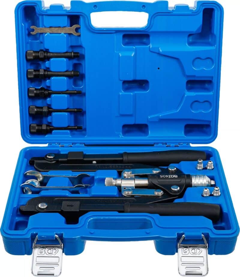 Cleste pentru pop-nituri 3.2 - 4 - 4.8 - 5 - 6.4 mm si piulite-nit standard M4 Cleste pentru pop-nituri 3.2 - 4 - 4.8 - 5 - 6.4 mm si piulite-nit standard M4