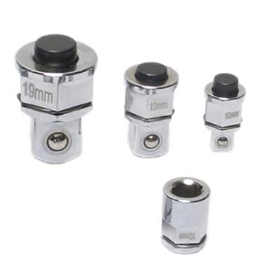 Set adaptoare pentru tubulare 1/4"-3/8"-1/2", antrenare inelare-combinate cu clicket 10, 13, si 19 mm, adaptor pentru biti 1/4", 4 piese, BGS 8210