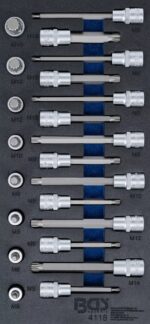 Set biţi profil Spline (XZN) M5-M16 | suport organizator 44929 pentru dulap de scule | 22 piese