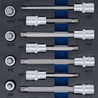 Set biţi profil Spline (XZN) M5-M16 | suport organizator 44929 pentru dulap de scule | 22 piese