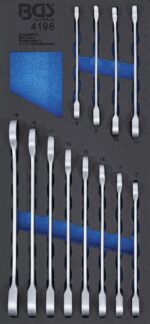 Set chei combinate cu clichet 8 - 19 mm in suport organizator 44929 pentru dulap de scule mobil