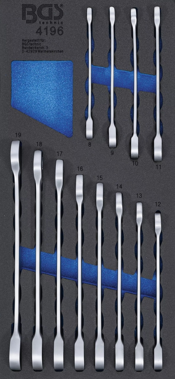 Set chei combinate cu clichet 8 - 19 mm in suport organizator 44929 pentru dulap de scule mobil