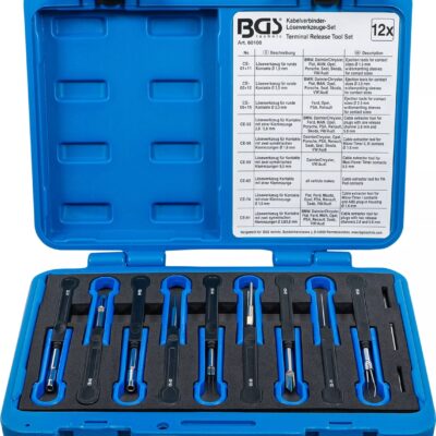 Set demontat terminale din prize si cuple electrice multi-brand, 12 piese, BGS 60100