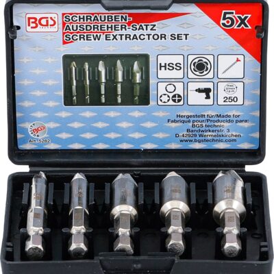 Set extractoare pentru suruburi cu cap in Cruce, Torx sau profil Hexagon, 5 piese, BGS 5282