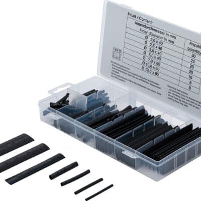 Set tile din varnis termocontractant | culoare negru | 127 piese, BGS 8042