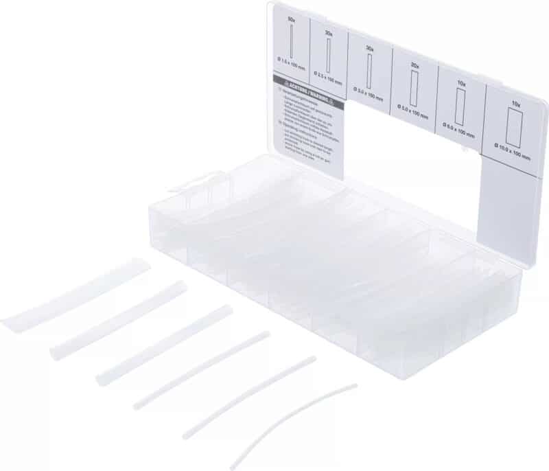 Set tile din varnis termoretractant cu diametre diferite | transparent | 150 piese