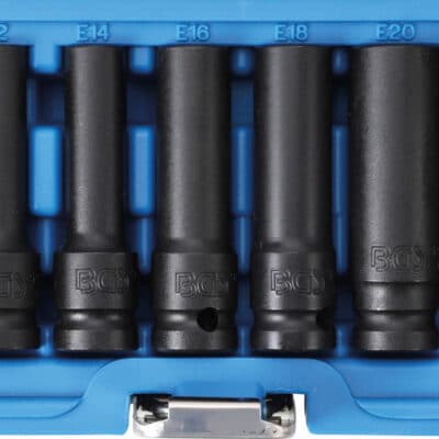 Set tubulare de impact Profil E, E10 - E24, antrenare 1/2", 9 piese, BGS 5204