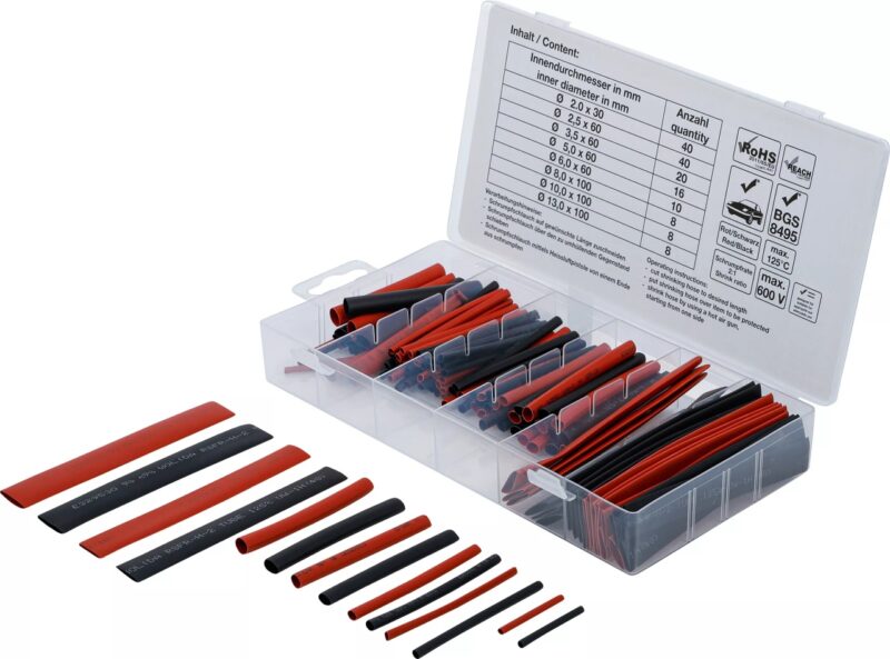 Set varnis termoretractant cu diametre diferite | Rosu / Negru | 150 piese Set varnis termoretractant cu diametre diferite | Rosu / Negru | 150 piese